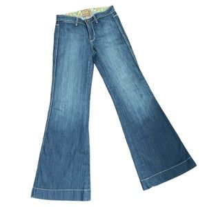 Rich & Skinny Flare Leg Blue Denim Jeans Sz 24 Flat Front 8” Rise Like New